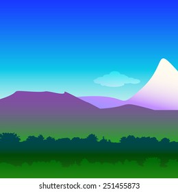 Forest and hills.  Vector illustration.