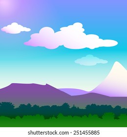 Forest and hills.  Vector illustration.
