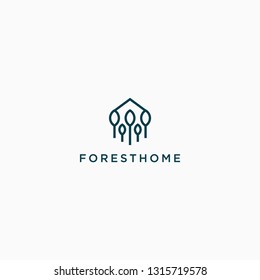 Forest Home Logo Design template flat vector