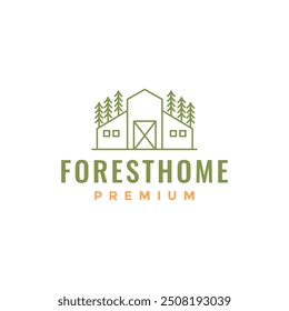 forest home outdoor concept line logo design vector