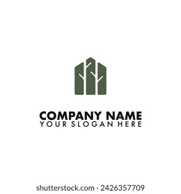 Forest house logo design vector