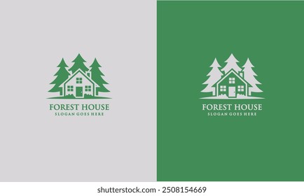 Forest House logo designs template, Green House logo template, flat style concept, premium vector EPS10 file.