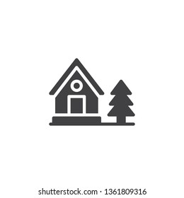 Forest house vector icon. filled flat sign for mobile concept and web design. House and tree glyph icon. Recreation symbol, logo illustration. Pixel perfect vector graphics