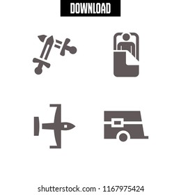 forest icon. 4 forest vector set. swords, caravan, ultralight and camping icons for web and design about forest theme