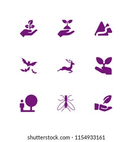 forest icon. 9 forest set with mosquito, leaf, bat and deer vector icons for web and mobile app