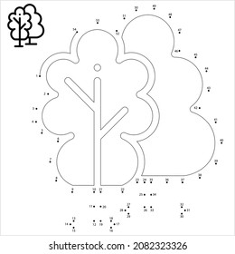 Forest Icon Dot To Dot, Tree Icon, Nature Icon Vector Art Illustration