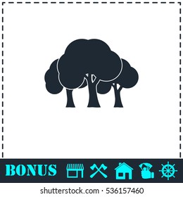Forest icon flat. Simple vector symbol and bonus icon