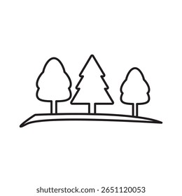 forest icon isolated sign symbol vector, flat black linear illustration for weba and app..eps