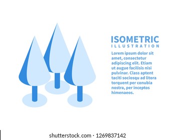 Forest icon. Isometric template for web design in flat 3D style. Vector illustration.