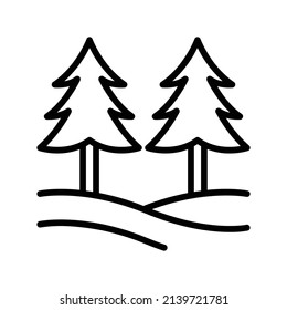 Forest Icon. Line Art Style Design Isolated On White Background