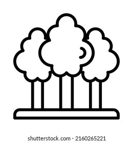 Icono de bosque. Diseño De Estilo De Arte De Línea Aislado En Fondo Blanco
