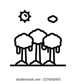 Forest Icon. Line Art Style Design Isolated On White Background