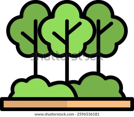 Forest Icon Lineal Color Vector Illustration