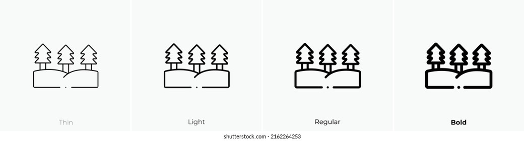 icono de bosque. Signo de estilo lineal aislado en fondo blanco. Ilustración vectorial.