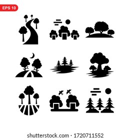 Icono de bosque o logotipo símbolo de signo aislado ilustración vectorial - iconos vectoriales de estilo negro de alta calidad
