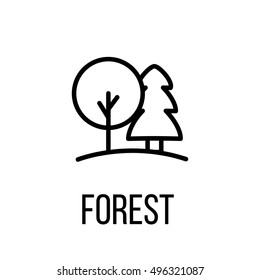 Forest icon or logo in modern line style. High quality black outline pictogram for web site design and mobile apps. Vector illustration on a white background. 