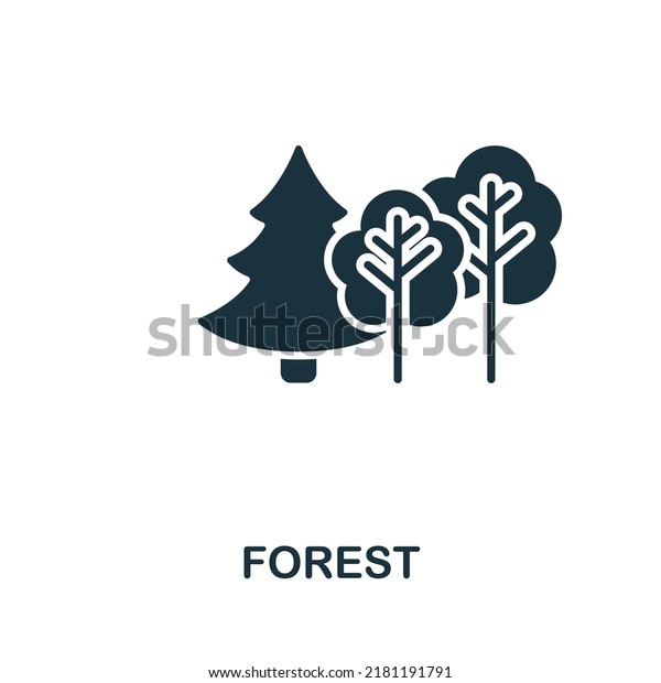 Forest icon. Monochrome\
simple line Outdoor Recreation icon for templates, web design and\
infographics