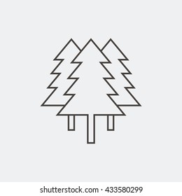Forest icon. Park icon. Spruce. Three tree. Picea. Pine. Cedar. Fir. Fir-Tree. Thin line icon. Vector illustration.