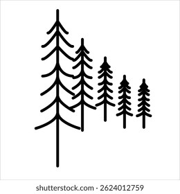 forest icon. pine tree thin line illustration, linear isolated on white isolated background for web