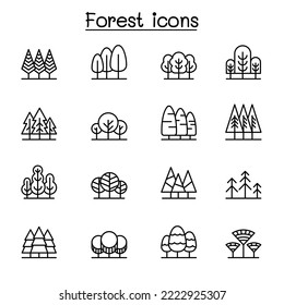 Forest icon set in thin line style