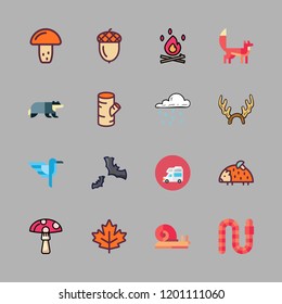 forest icon set. vector set about caravan, snake, maple leaf and snowing icons set.