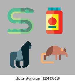 forest icon set. vector set about shrew, conserve, gorilla and snake icons set.