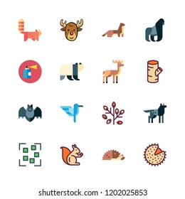 forest icon set. vector set about bat, spray, reindeer and hummingbird icons set.