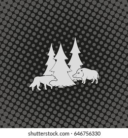 Forest icon. Silhouette of the wild boar and wolf.