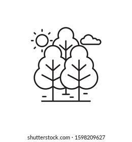 Forest icon thin line design isolated on white. Tree icon