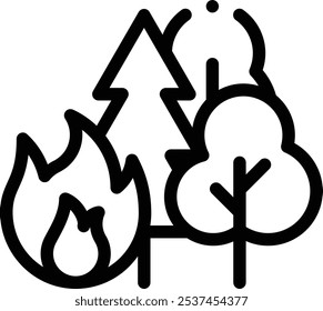 ícone da floresta. Design De Estilo Linear Fino Isolado Em Plano De Fundo Branco