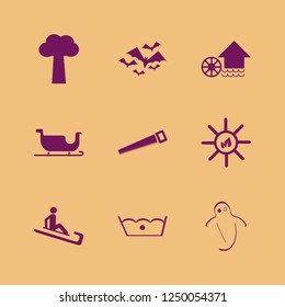 forest icon. forest vector icons set saw, tree, delicate gentle degrees and sleigh