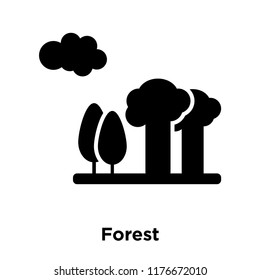 Forest icon vector isolated on white background, logo concept of Forest sign on transparent background, filled black symbol