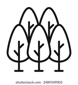 Forest Icon Vector symbol or sign set collection in black and white outline