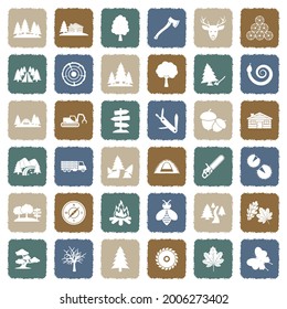 Forest Icons. Grunge Color Flat Design. Vector Illustration.
