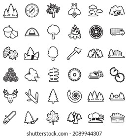 Forest Icons. Line With Fill Design. Vector Illustration.