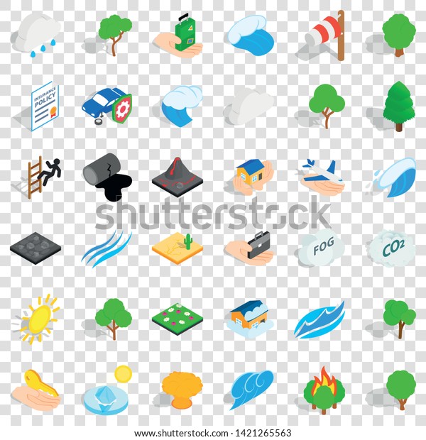Forest icons set. Isometric style of 36 forest\
vector icons for web for any\
design