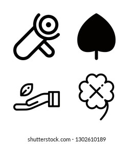 forest icons set with saw, leaf and shamrock vector set