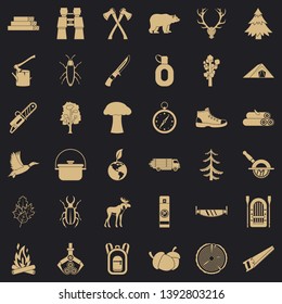 Forest icons set. Simple style of 36 Forest vector icons for web for any design