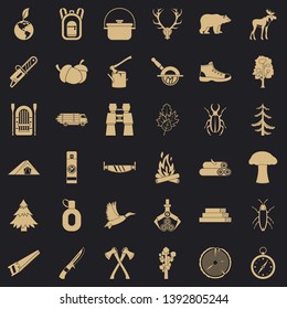 Forest icons set. Simple style of 36 forest vector icons for web for any design