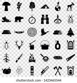 Forest icons set. Simple style of 36 forest vector icons for web for any design