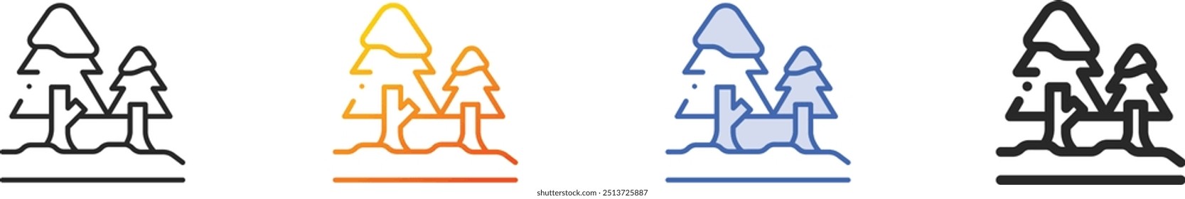 forest icon.Thin Linear, Gradient, Blue Stroke and bold Style Design Isolated On White Background