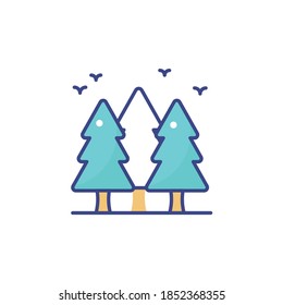 Forest illustration filled style icon. EPS 10 File