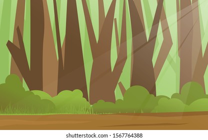 Forest illustration vector design. Flat design banner. nature background.