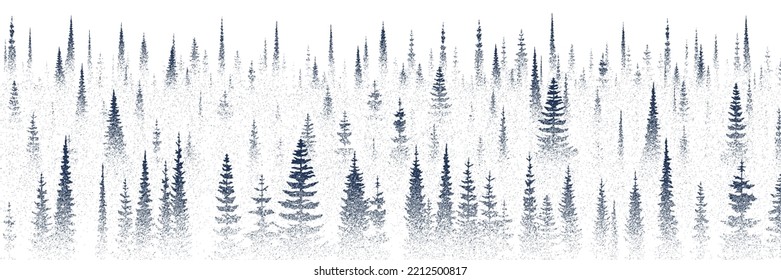 Forest, imitation of a pencil drawing. Vector sketch, banner. 