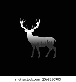 Forest Inside Deer Elk Silhouette