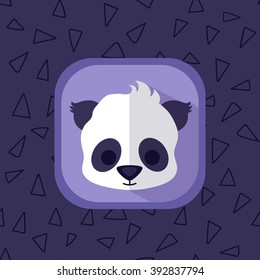 Forest japanese animal with simple triangle violet pattern at the background. Perfect for app design, motion graphics and as a design element