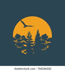  Forest. Journey design template. Vector illustration