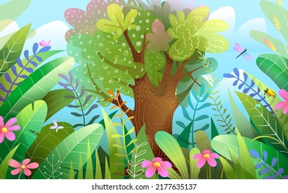 Forest jungle fairytale wallpaper