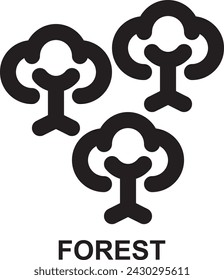 bosque, selva, árboles, plantas, medio ambiente, ecología, icono del contorno de la naturaleza para la impresión de la presentación de la aplicación móvil web