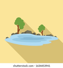 Forest lake icon. Flat illustration of forest lake vector icon for web design